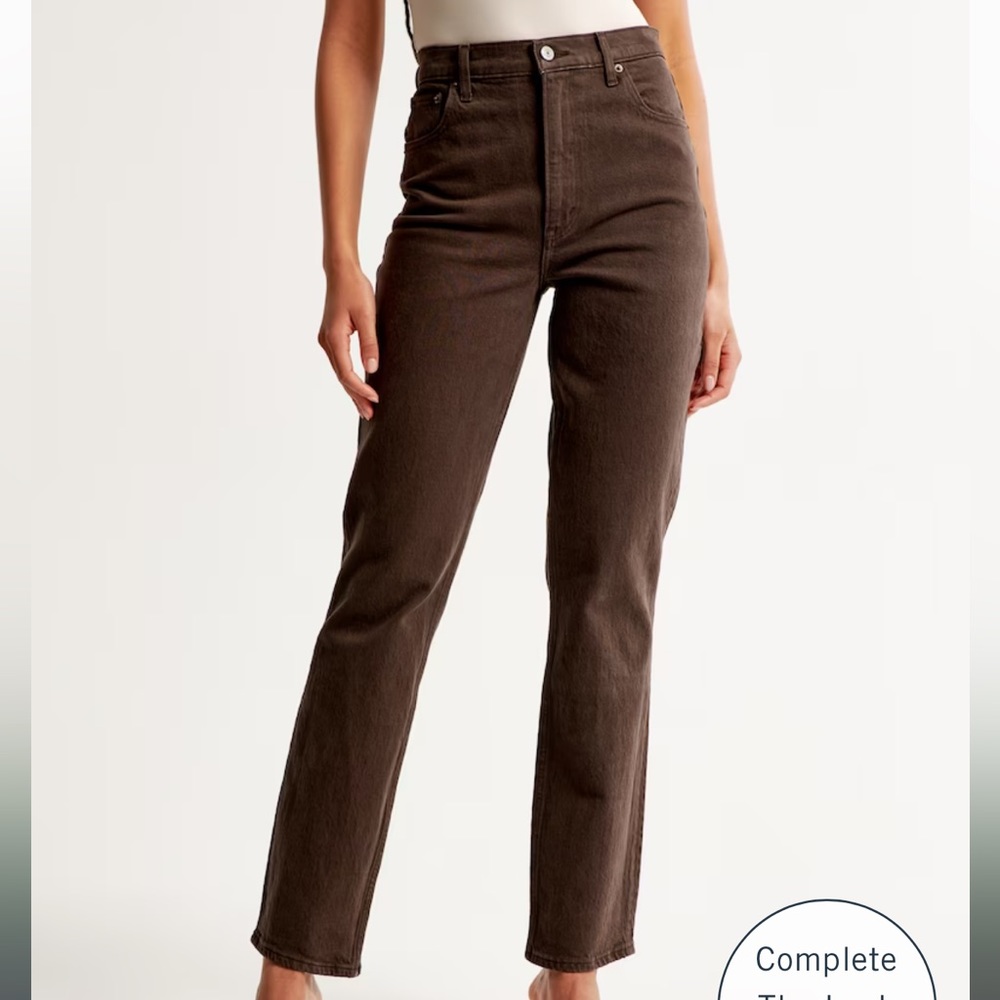 A&F Brown Ultra High Rise 90s Straight Jean